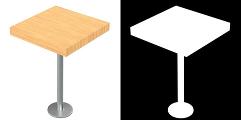 3D rendering illustration of a bar table