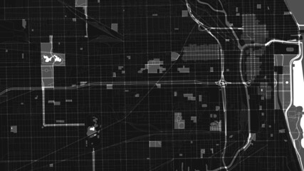 black and white map city of chicago