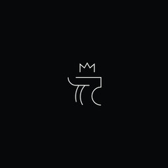 simple line crown and deer logo design 