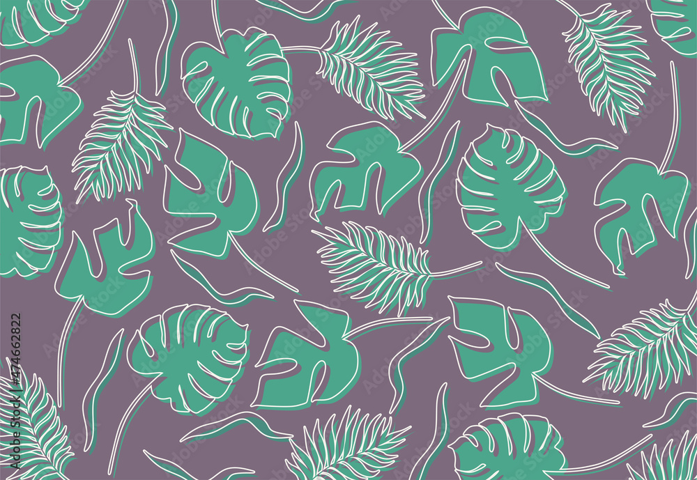 Poster abstract background with simple leaves pattern