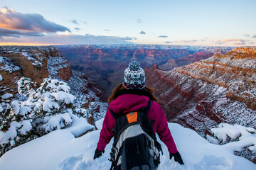 Girl in winter in Grand Canyon National Park, United States Of America - Powered by Adobe
