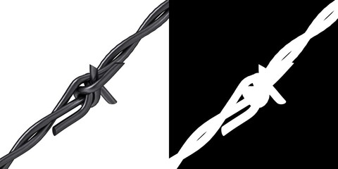 3D rendering illustration of a barbed wire part