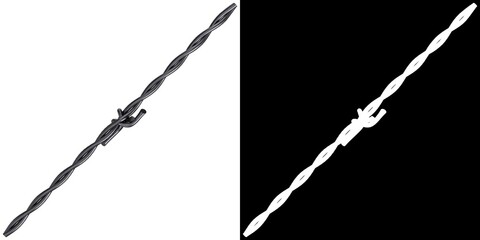 3D rendering illustration of a barbed wire part