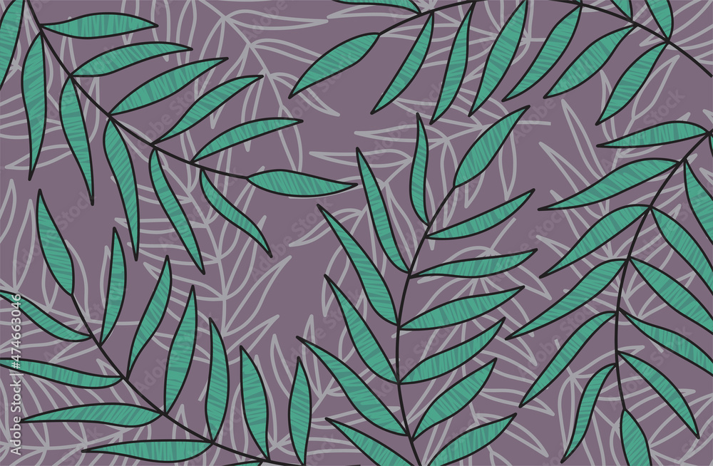 Poster abstract background with simple leaves pattern