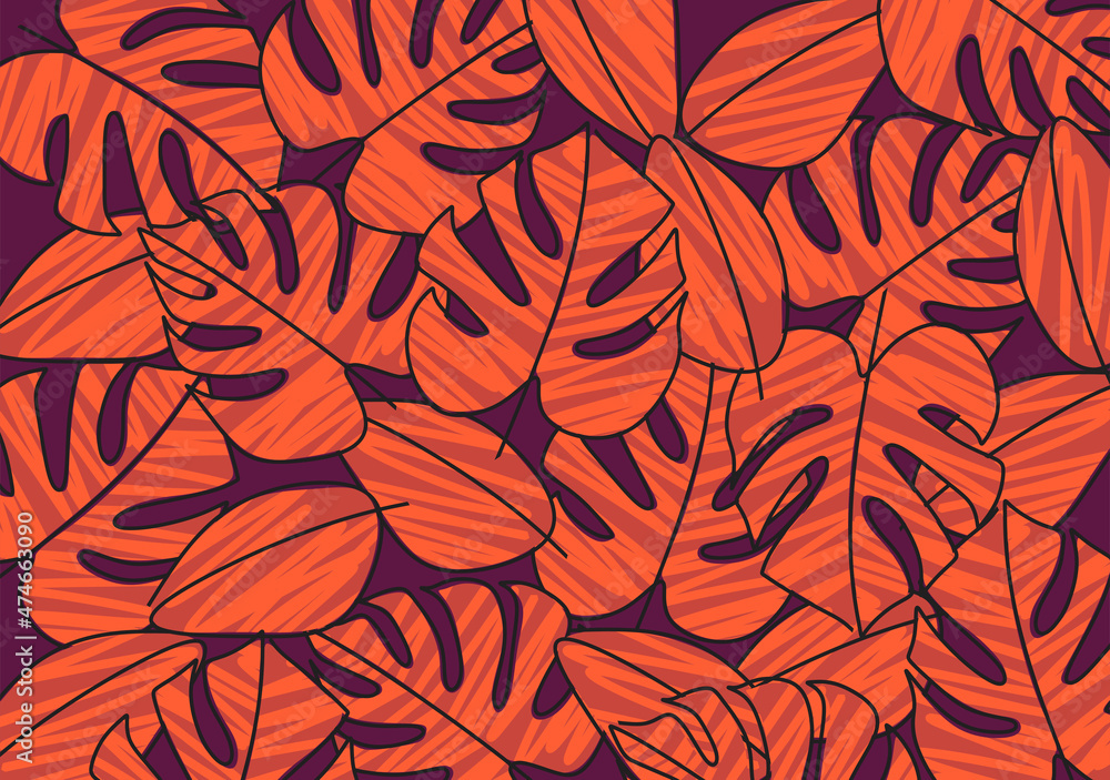 Poster abstract background with simple leaves pattern