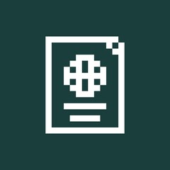 Obraz premium Paper icon pixel art. Draw a picture on the blackboard. Vector illustration.