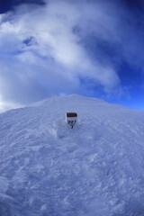 Border Sign in Winter Tatra Mountains