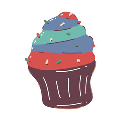Cupcake with cream vector cartoon illustration isolated on a white background.