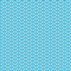 simple vector pixel art seamless pattern of minimalistic turquoise japanese water waves pattern 