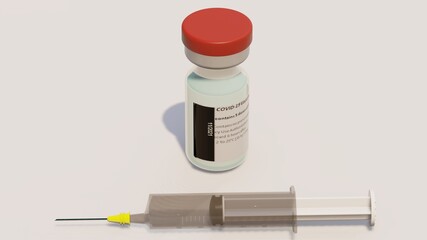 SARS Covid 19 virus vaccine glass vial with liquid content