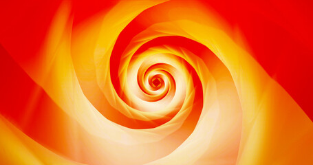 Abstract bright yellow and orange tunnels or wormholes. 3d rendering.