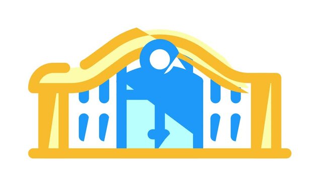 railway station animated color icon railway station sign. isolated on white background