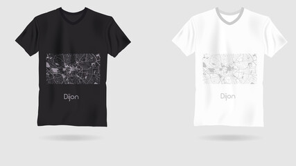 map city Dijon . Printing on T-shirt. Art web object.