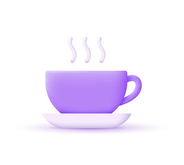 3d icon cup isolated on white background. Hot drink.