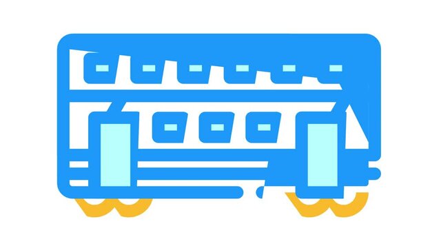 double-deck wagon animated color icon double-deck wagon sign. isolated on white background
