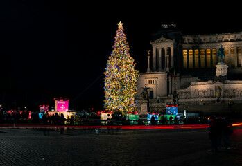Piazza Venezia in Rome during Christmas 2021, with the new 