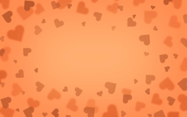 Abstract orange background of hearts with copy space.
