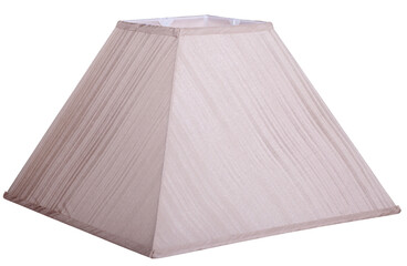 stylish classic square beige grey tapered lamp shade on a white background isolated close up shot 