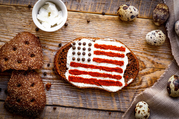 Two sandwiches with image of american flag.