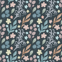 Seamless background with watercolor floral elements. Bright pattern for wallpaper, fabric, packaging, cards.