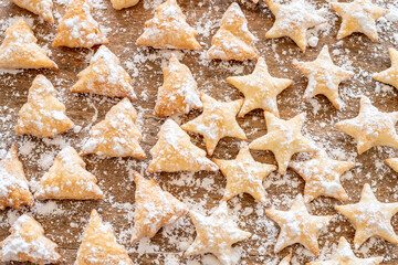 Christmas Cookies on wooden background.