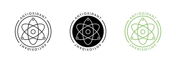 Antioxidant icon. Molecule vector illustration on white isolated background. Radical free oxidant molecule. Detox business concept. Vector illustration