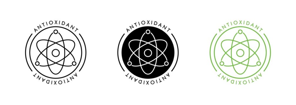 Antioxidant icon. Molecule vector illustration on white isolated background. Radical free oxidant molecule. Detox business concept. Vector illustration