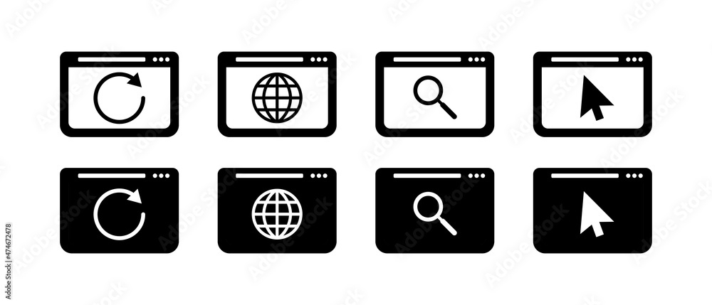 Poster web browser set. set of flat blank browser windows. vector. browser mockup for website. web page use