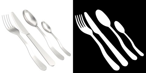 3D rendering illustration of some basic cutlery