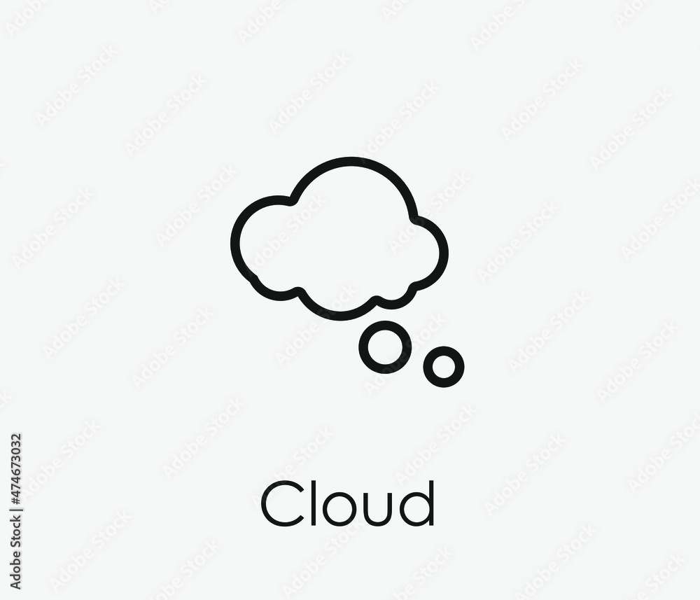 Aufkleber cloud vector icon. editable stroke. symbol in line art style for design, presentation, website or ap
