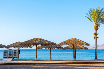 Beautiful beach panorama. Israel. Eilat.