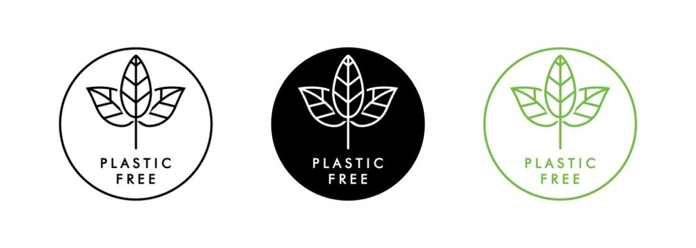 Free Plastic Icon - No BHA Vector. Plastic free. 100 percent Biodegradable and compostable icon. 100 percent plastic free emblem for packaging eco-friendly and organic products.