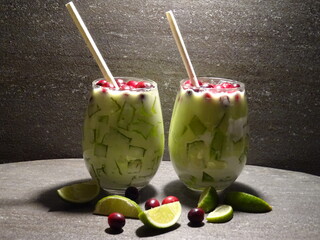 Cold cherry and lime milkshake