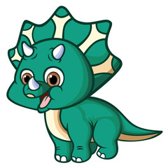 The happy dino triceratops is standing and smiling