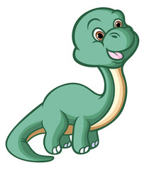 The brontosaurus is playing and standing with happy face