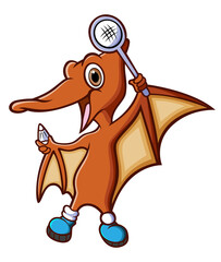 The pteranodon is playing the badminton and holding the racket © HERMANTO
