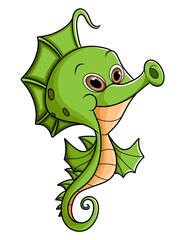 Fototapeta premium The happy seahorse is playing under the water