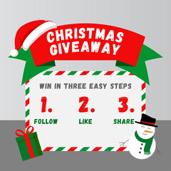 Christmas Giveaway banner, social media post vector image