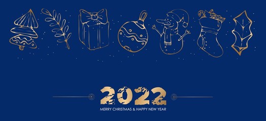 Christmas banner with numbers of the year for congratulations and promotions. Vector illustration.