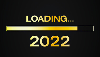 3d Illustration of loading bar in gold with the message loading 2022