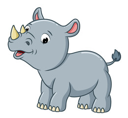 Obraz na płótnie Canvas The cute baby rhino with the excited expression