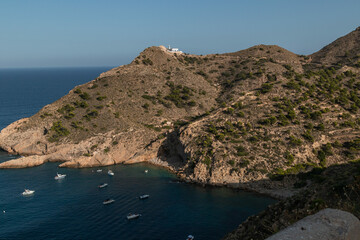 Obraz premium views of El Albir Lighthouse in Sierra Helada, Benidorm, Hiking route, sea views