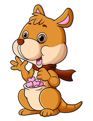 The cute kangaroo is having many little stars in pocket
