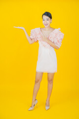 Portrait beautiful young asian woman smile with action