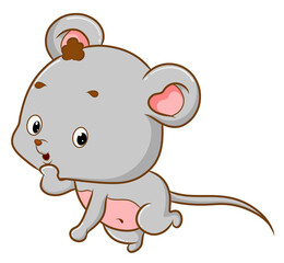 The mouse is running away with a cute face