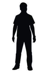 Obraz na płótnie Canvas Standing young man silhouette vector isolated on white background