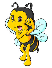The strongest bee is ready to fight and angry