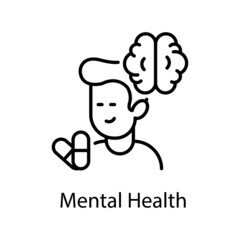 Mental Health vector Outline Icon Design illustration. Activities Symbol on White background EPS 10 File