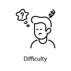 Difficulty vector Outline Icon Design illustration. Activities Symbol on White background EPS 10 File