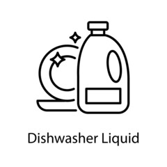 Dishwasher Liquid vector Outline Icon Design illustration. Activities Symbol on White background EPS 10 File